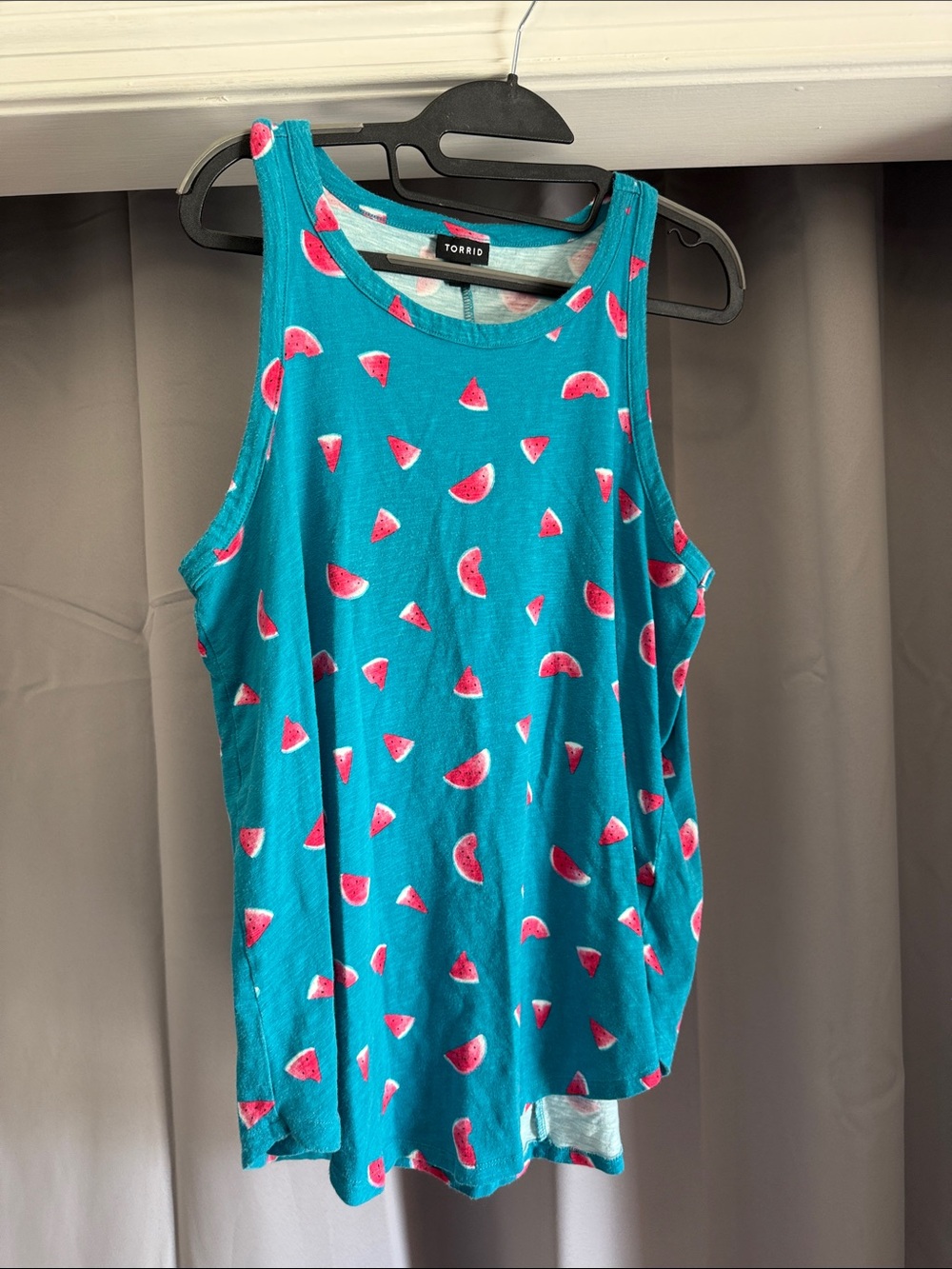 torrid Turquoise Tank Top with Pink Watermelon Print